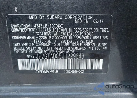 2018 Subaru Crosstrek 2.0I Premium из США, поврежденный, VIN JF2GTADC5JH229648